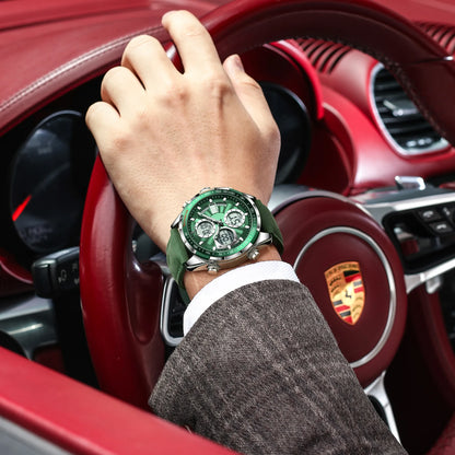 POEDAGAR E108 – Montre Homme + Bracelet Cuir Élégant