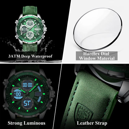 POEDAGAR E108 – Montre Homme + Bracelet Cuir Élégant