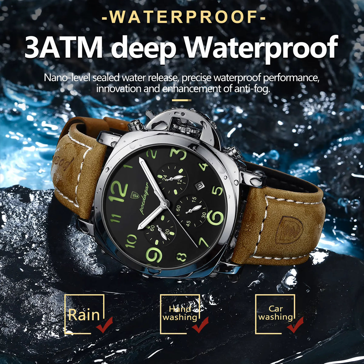 POEDAGAR 859 – Montre Sport de Luxe pour Homme